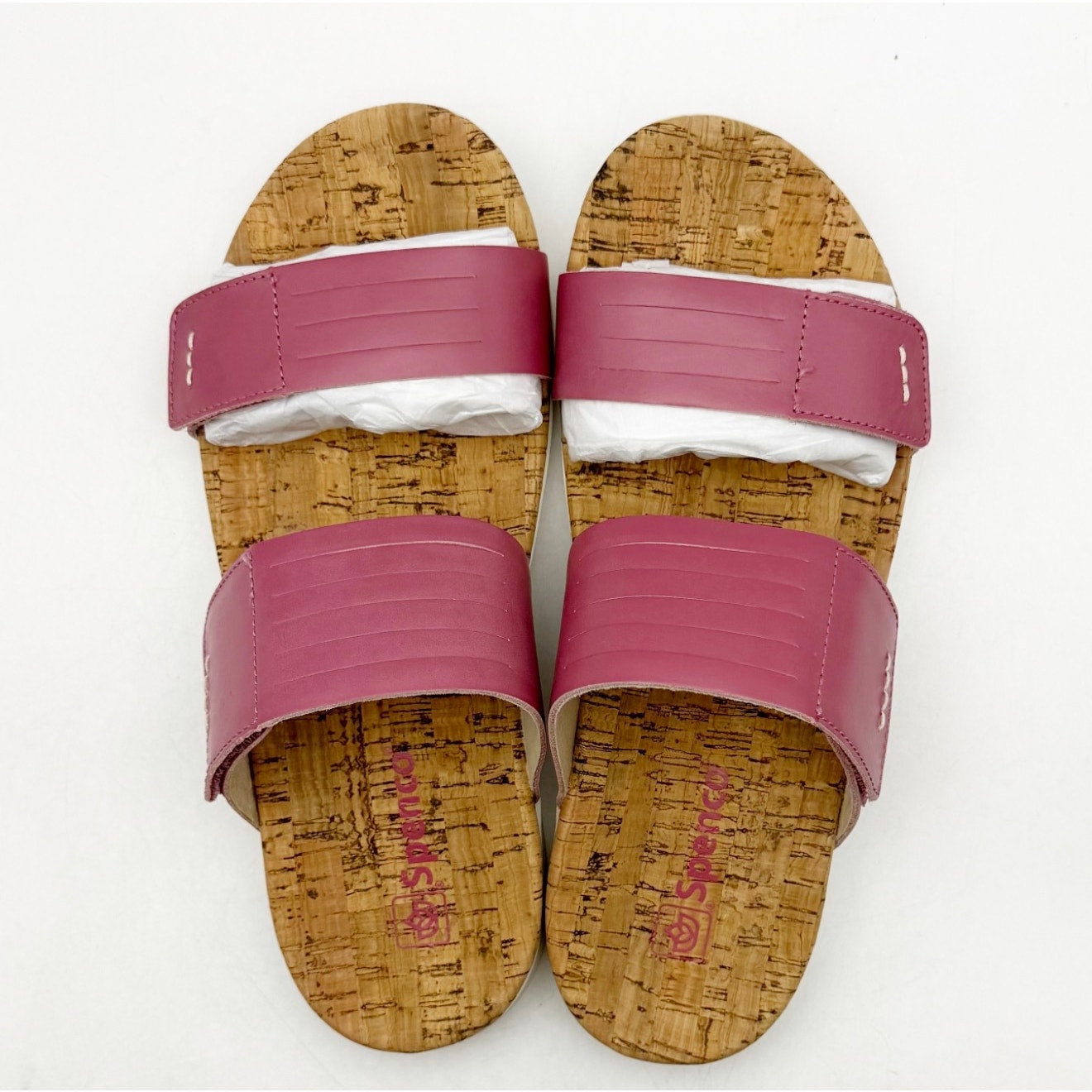 Spenco Women's Layla Slide Sandals Size 8.5 Pink Mauevewood Straps NIB