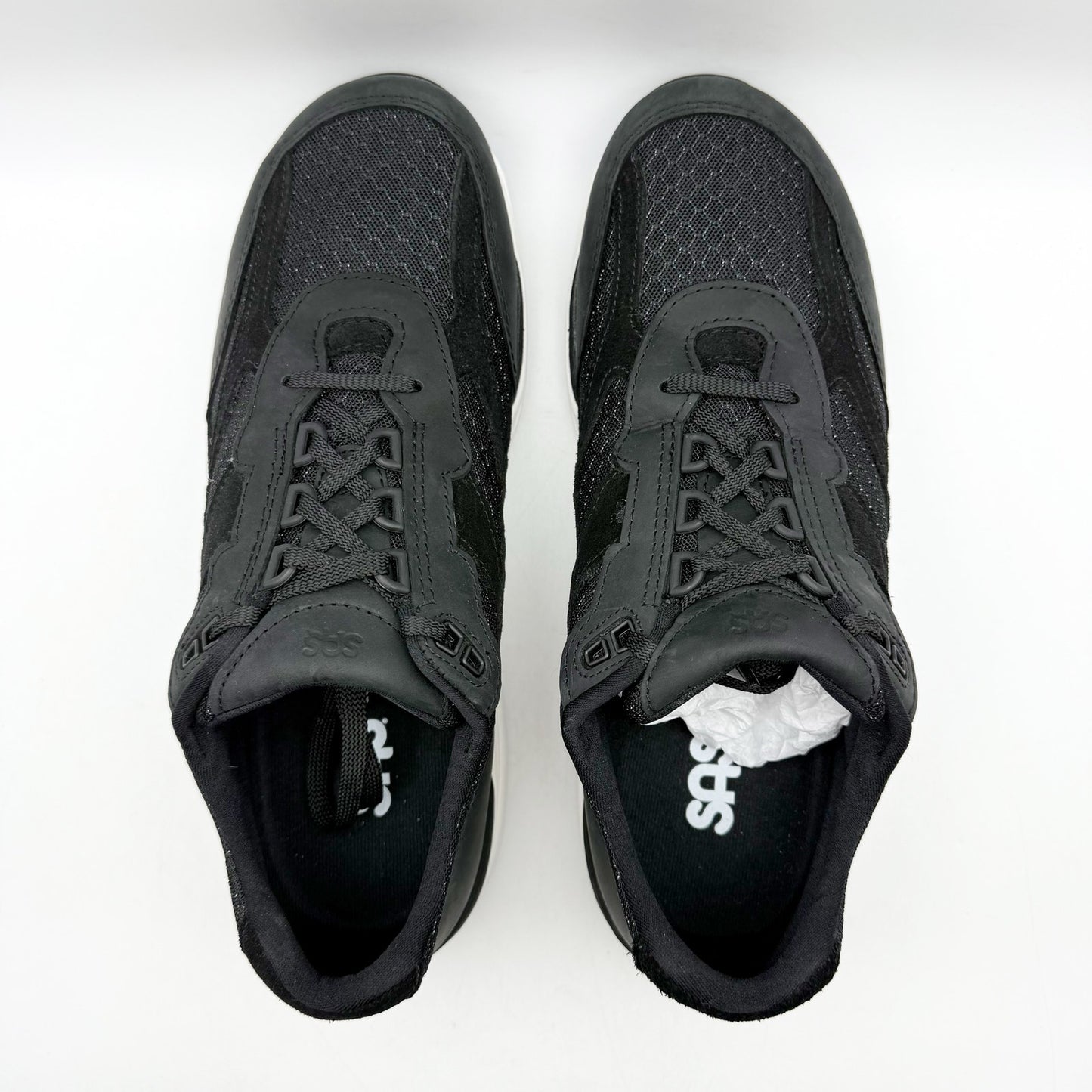 SAS Mens Journey Mesh Walking Sneakers US 9.5 M EU 42.5 Black Suede NIB