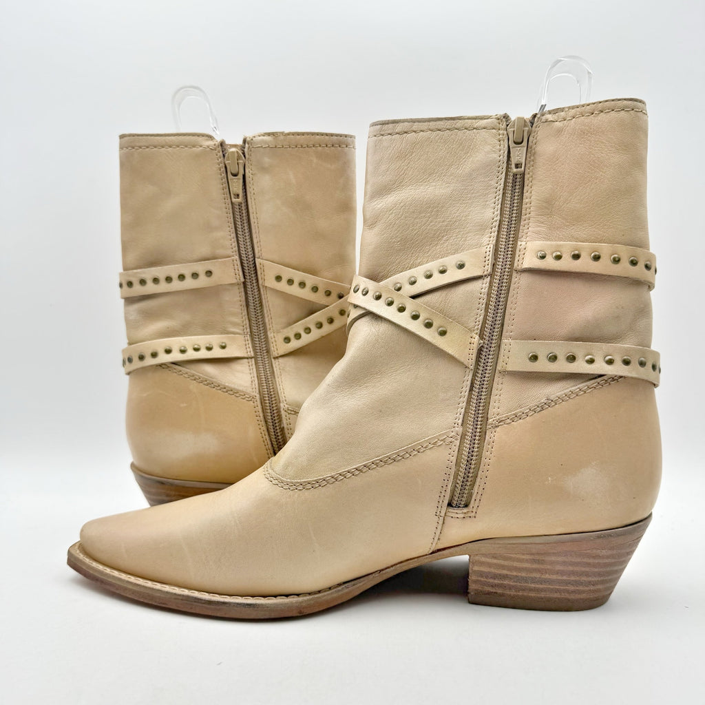 Vintage Foundry Womens Sophia Western Bootie Size 8.5 EU 39 Tan Leather NIB