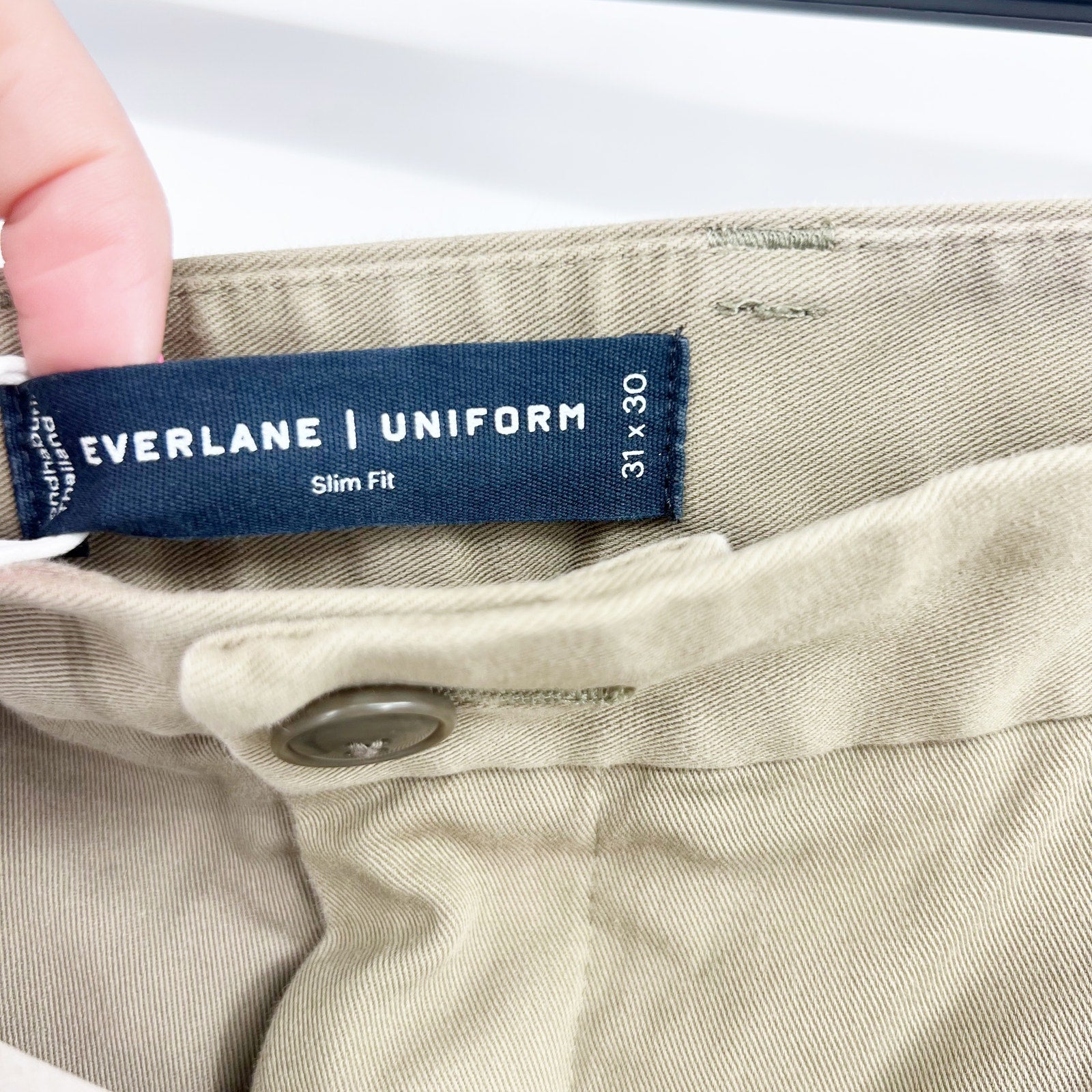 EVERLANE Mens The Performance Chino Pants 31x30 Khaki Uniform Slim Fit NWT