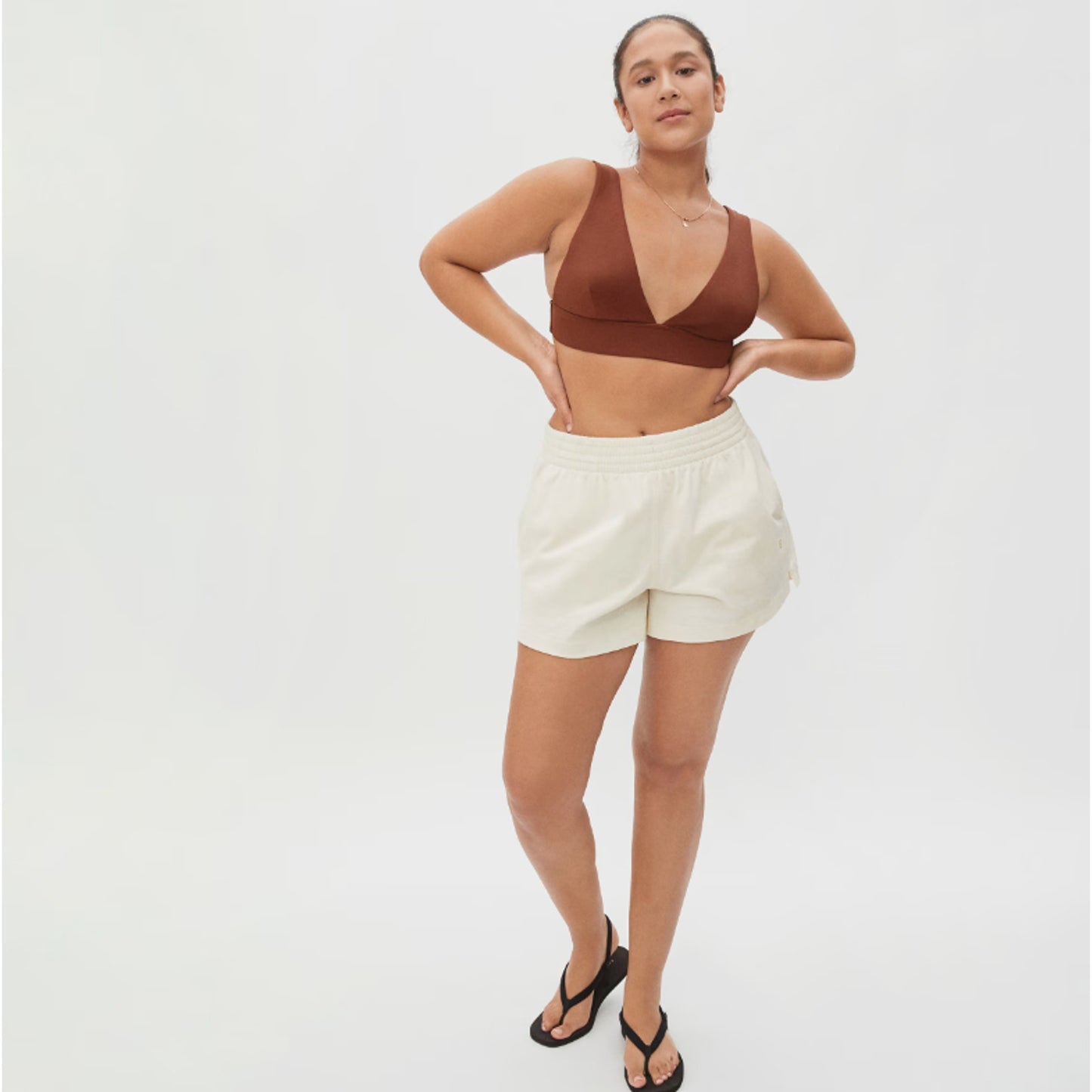 Everlane Womens The Triangle Bikini Top XL Swimwear Brown NWT