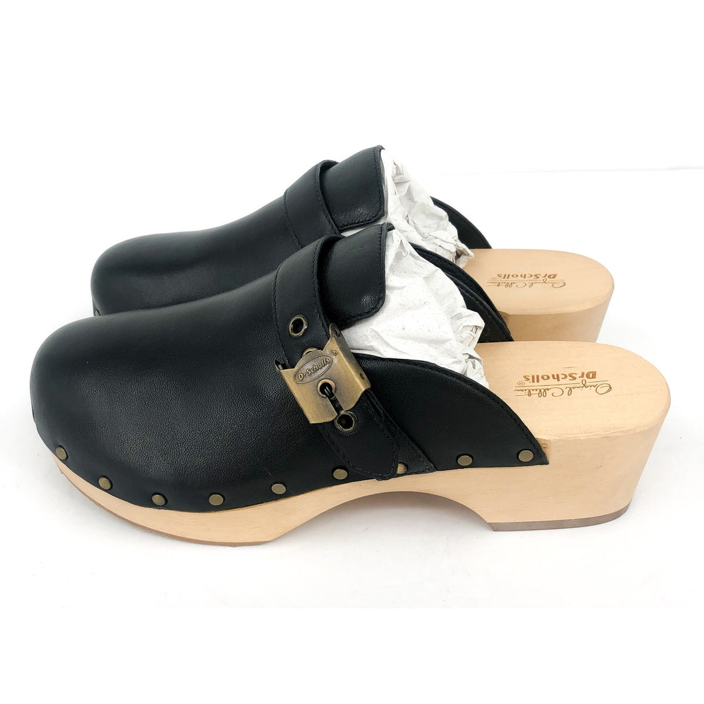 DR SCHOLL'S Women’s Original Clogs Size 6M Black Nubia Leather NWOB