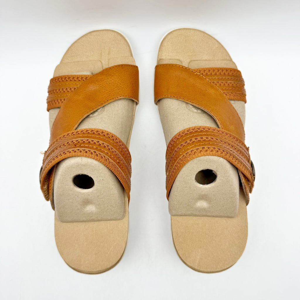 Halsa Footwear Womens Desiree Sandals Size 6 M EU 36 Tan Leather Slides NIB