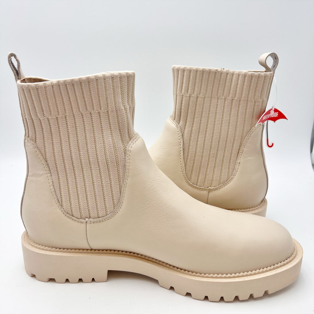 Blondo Womens Hallie Chelsea Ankle Boots Size 8 M Cream Leather Waterproof NIB