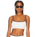 L*SPACE Women's Adalyn Bikini Top Small Cream Black Colorblock Bralette NWT