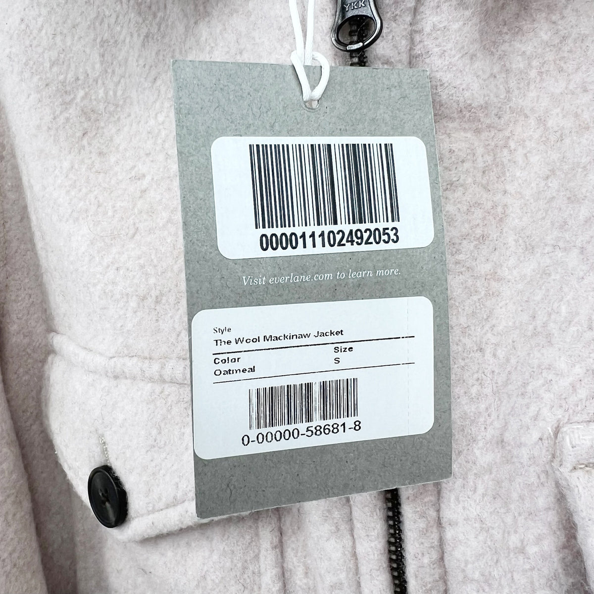 Everlane Womens The Wool Mackinaw Jacket Small Oatmeal Beige NWT