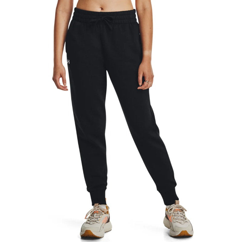UNDER ARMOUR Womens Training Rival Fleece Joggers 1X Black Drawstring Pants NWT