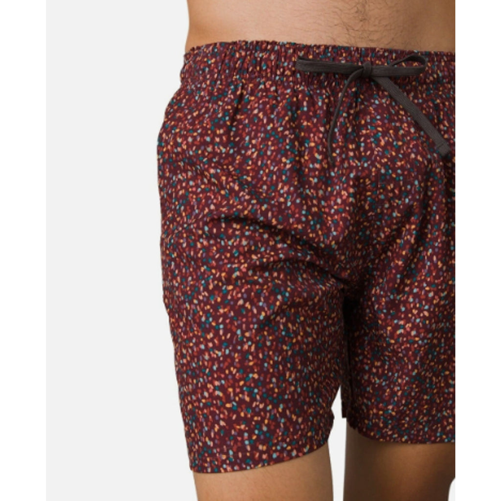 PRANA Men's Plunge Swim Shorts XL Red Cacao Alotta Dots 6" Inseam Liner NWT