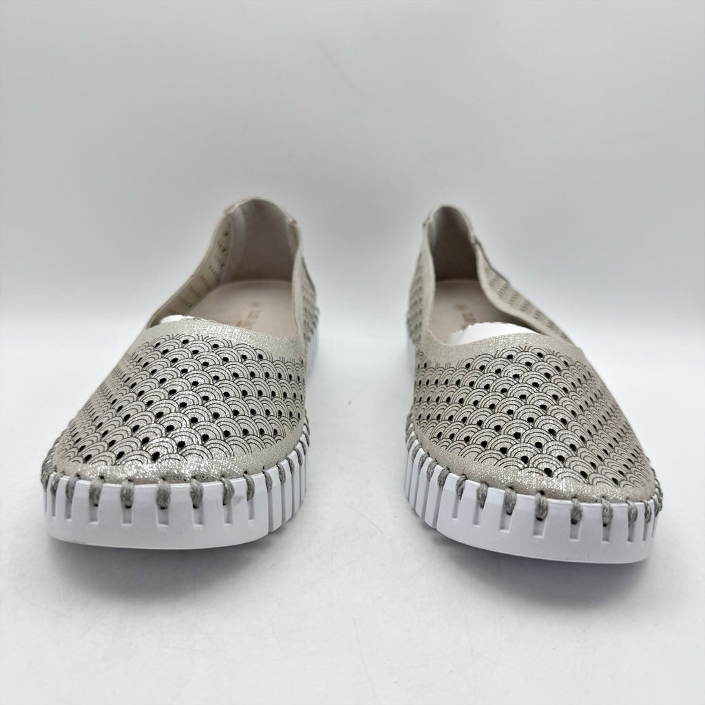 ILSE JACOBSEN Womens Tulip 0026 Ballet Flats EU 37 US 6 Silver Glitter NWOB