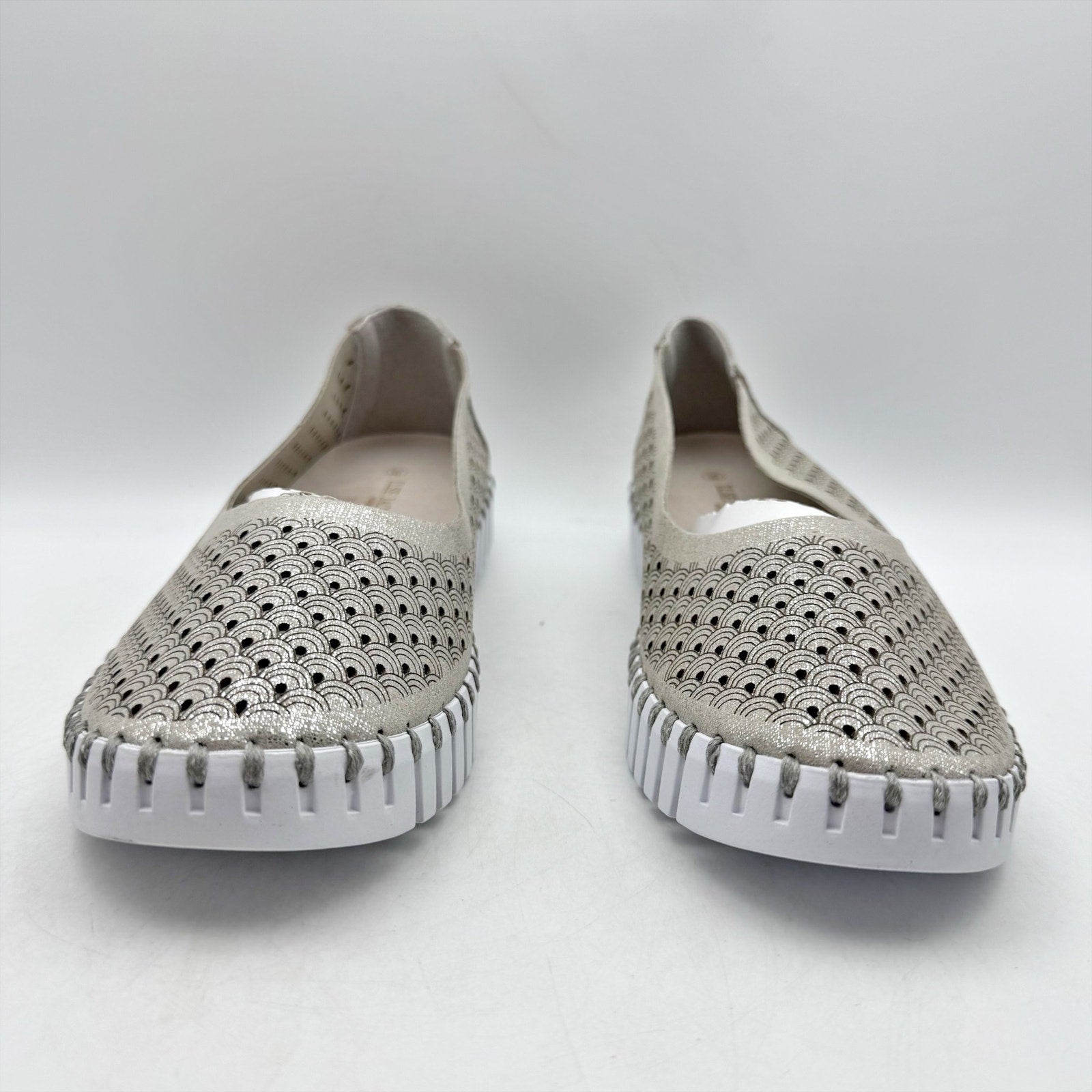 ILSE JACOBSEN Womens Tulip 0026 Ballet Flats EU 37 US 6 Silver Glitter NWOB
