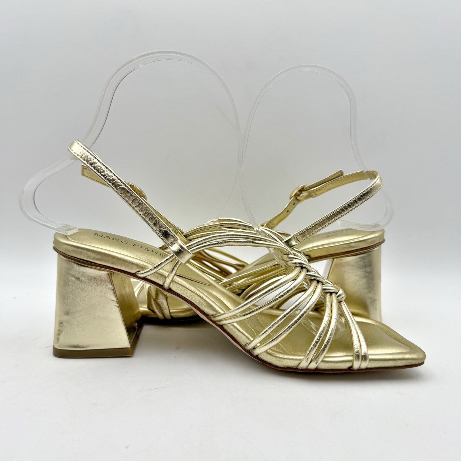 Marc Fisher Womens Magnify Heeled Sandals Size 6 M EU 36.5 Gold NWOB