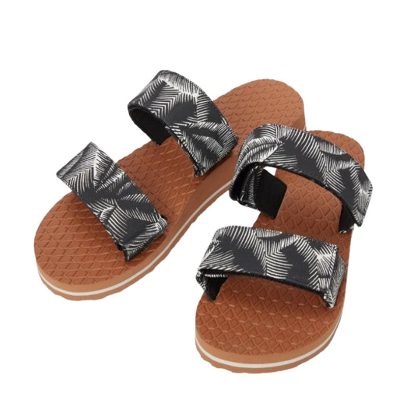 VOLCOM Women's Eco Recliner Slide Sandals Size 7 Black White Print NWOB