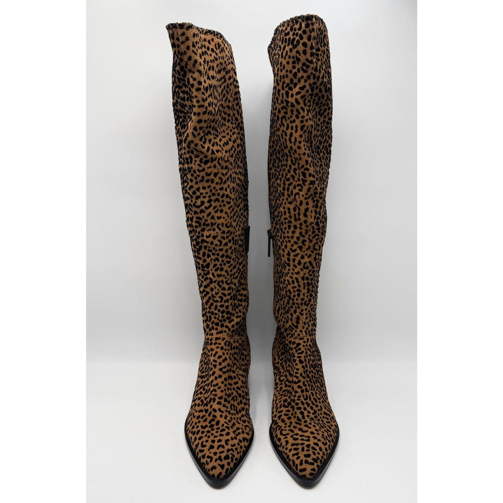 1.State Womens Sage Over the Knee Boots Size 7.5 EU 38 Brown Leopard NWOB