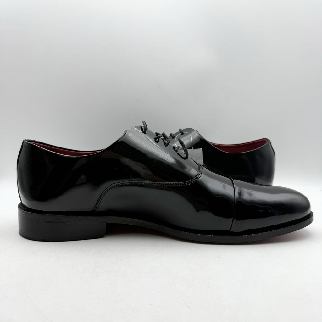 Carlos Santana Mens Tuxedo Cap-Toe Oxford Shoes US 11.5 Black Patent Leather NIB