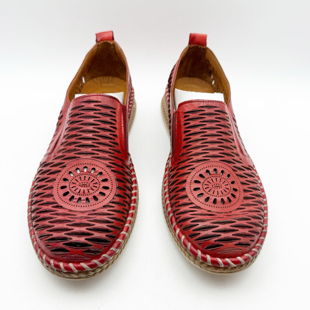 Spring Step Womens Newday Shoes EU 41 US 9.5-10 Red Leather Slip On Flats NIB