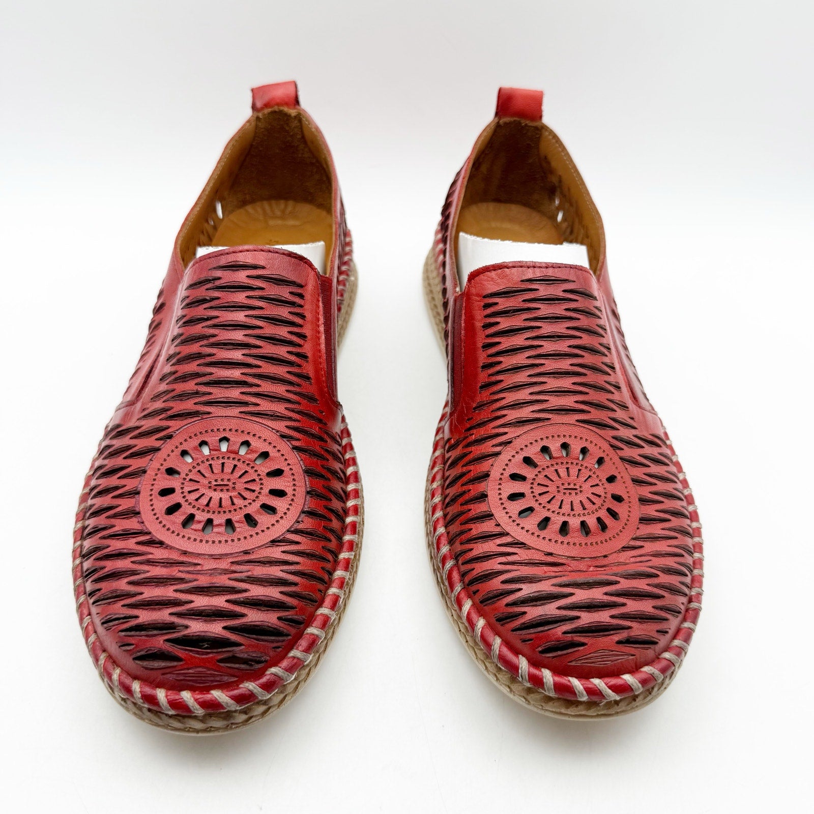 Spring Step Womens Newday Shoes EU 41 US 9.5-10 Red Leather Slip On Flats NIB
