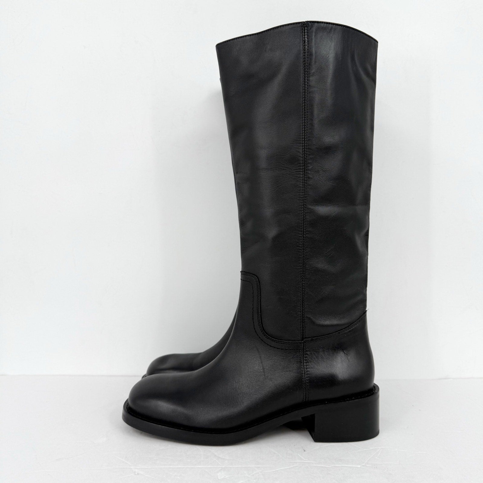 Steve Madden Womens Riggs Knee High Boots US 10 M EU 41 Black Leather NWOB
