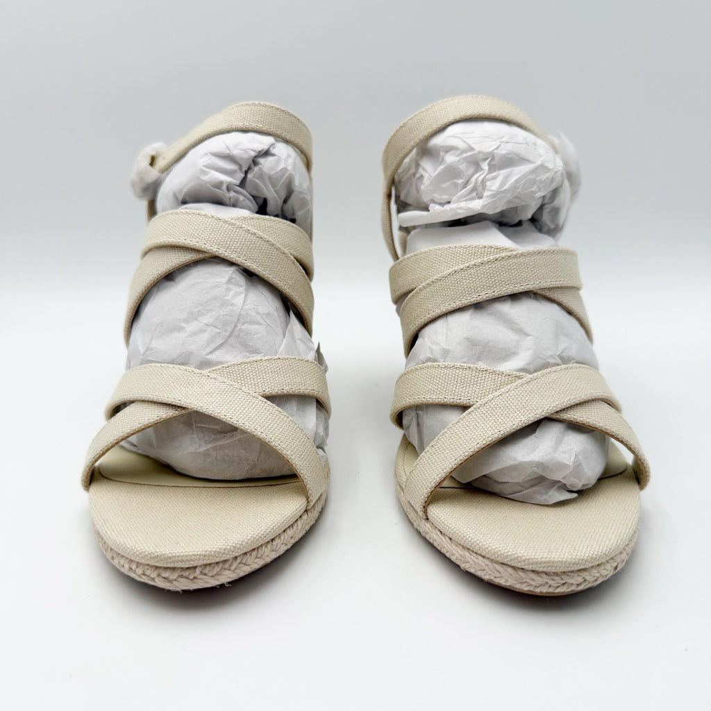 DOLCE Vita Womens DV8 Plume Wedge Sandals Size 7.5 Cream Beige Canvas NWOB