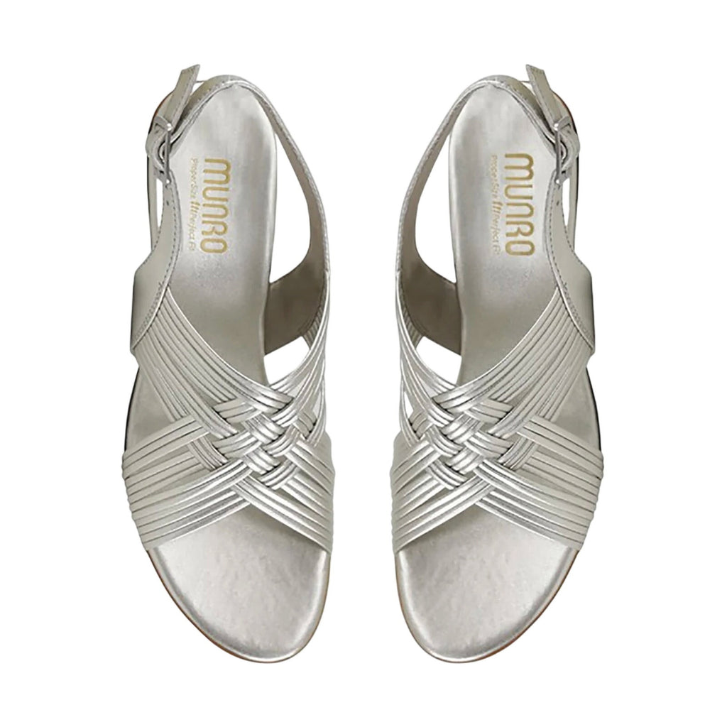 Munro Womens Marianna Heeled Sandals Size 12 M Silver Leather NWOB