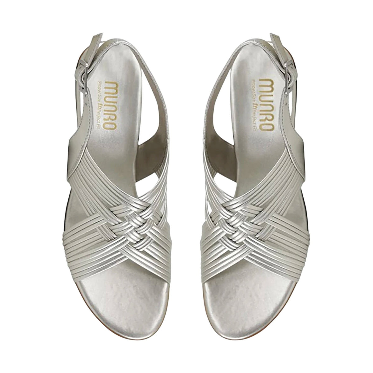 Munro Womens Marianna Heeled Sandals Size 12 M Silver Leather NWOB