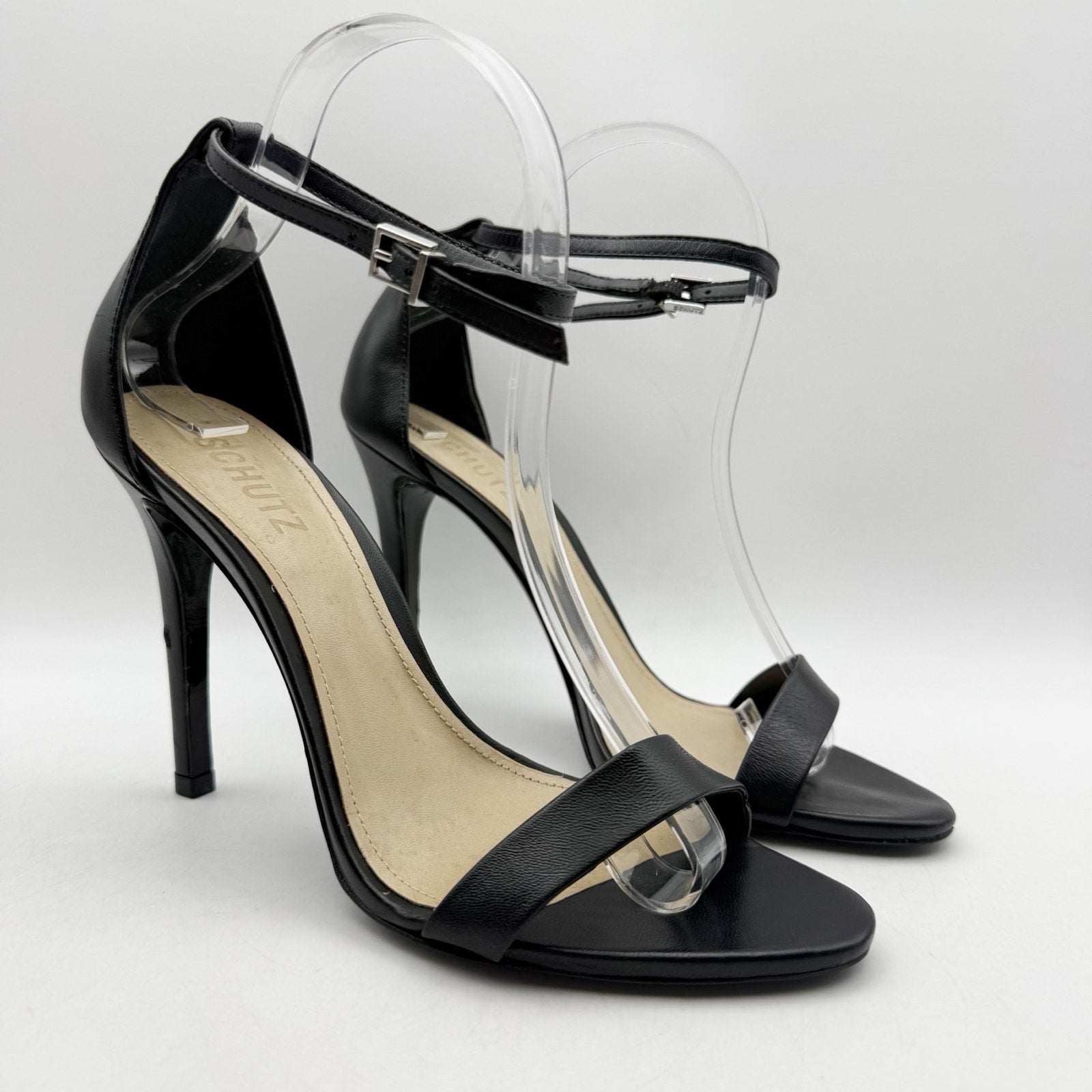 SCHUTZ Womens Cadey Lee Heeled Sandals US 8 B Black Leather NWOB