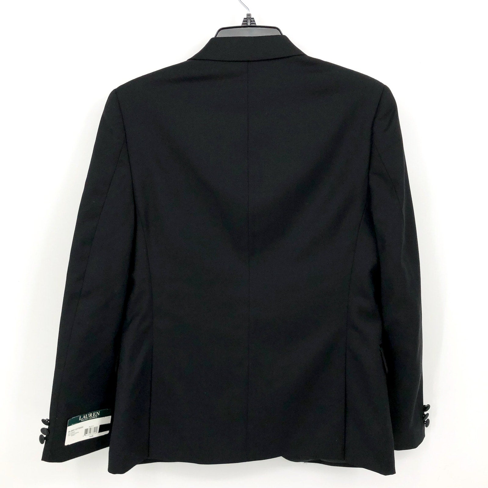 LAUREN RALPH LAUREN Boy's Classic Fit Tuxedo Suit Jacket Size 16R Black Wool NWT