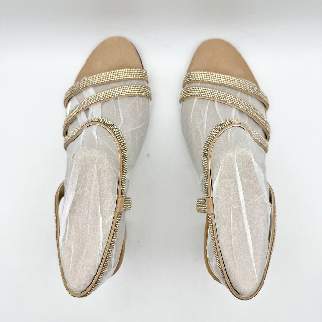 Naturalizer Womens Vanessa Heeled Sandals Size 9 Beige Suede Rhinestone NIB