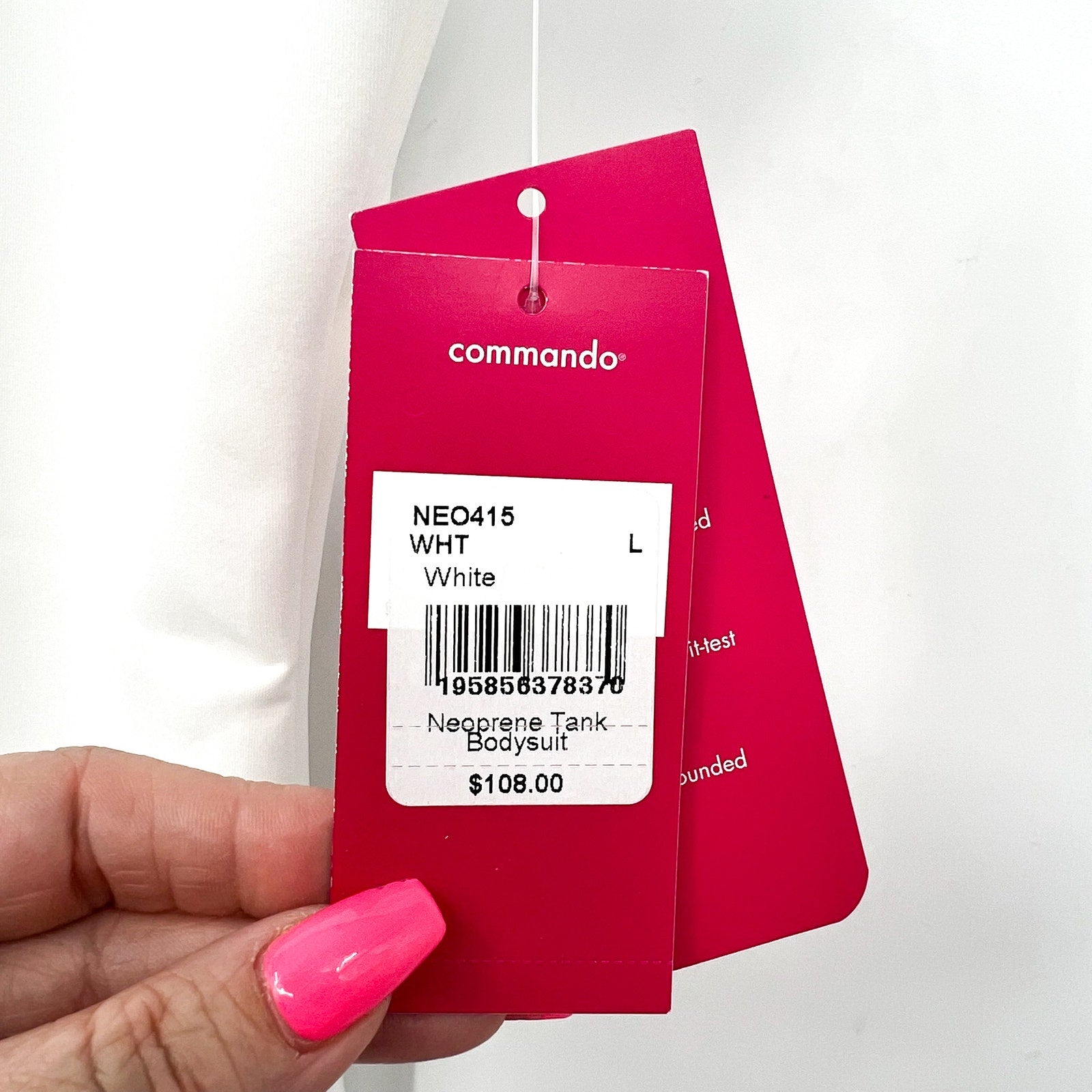 Commando Women's Neoprene Tank Bodysuit Large White Stretch Sleeveless NWT