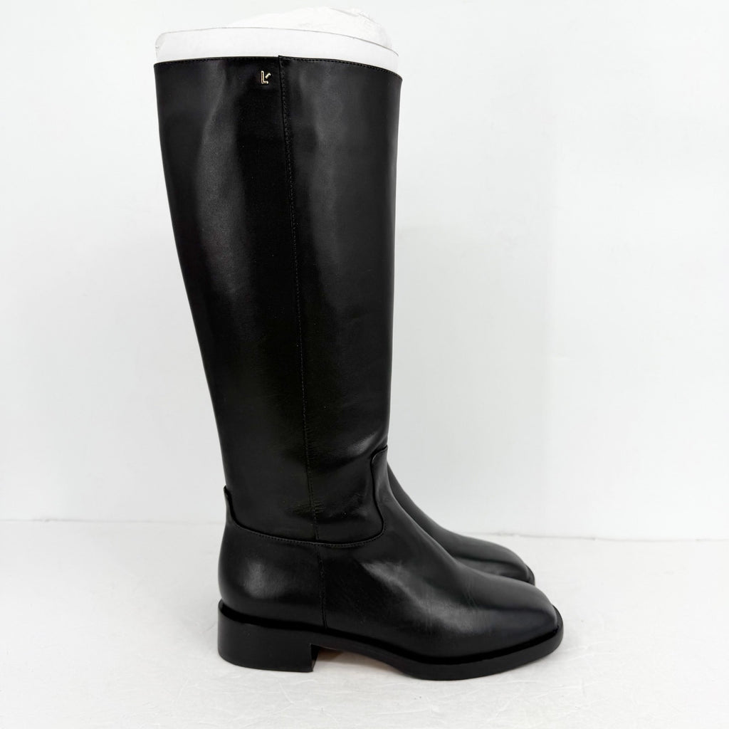 Larroudé Womens Anne Knee High Boots US 7.5 EU 38.5 Black Napa Leather NIB