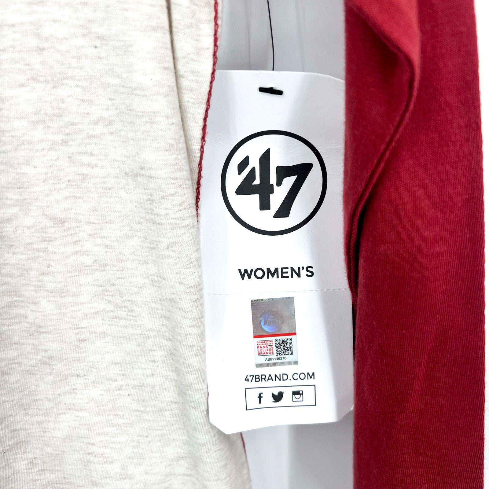 47 BRAND Womens University of Alabama Long Sleeve Shirt Small Red Grey NWT