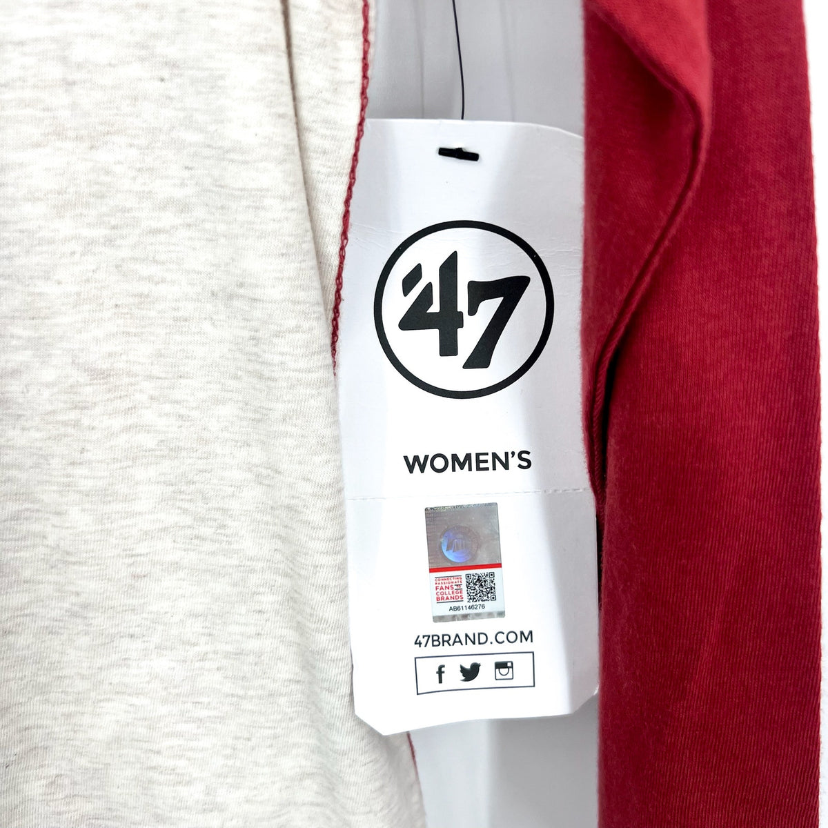 47 BRAND Womens University of Alabama Long Sleeve Shirt Small Red Grey NWT