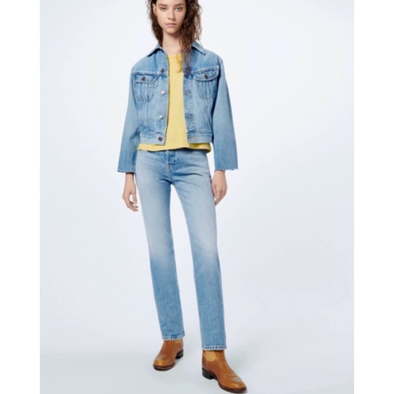 RE/DONE Women's 70s Rodeo Denim Jacket Small Blue Light Worn Distress NWOT