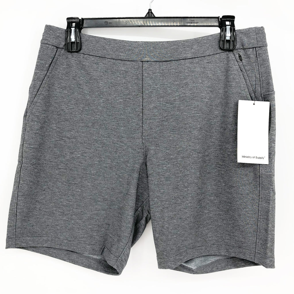 Ministry of Supply Mens Fusion Terry Shorts Large Grey Pull-On 8" NWT