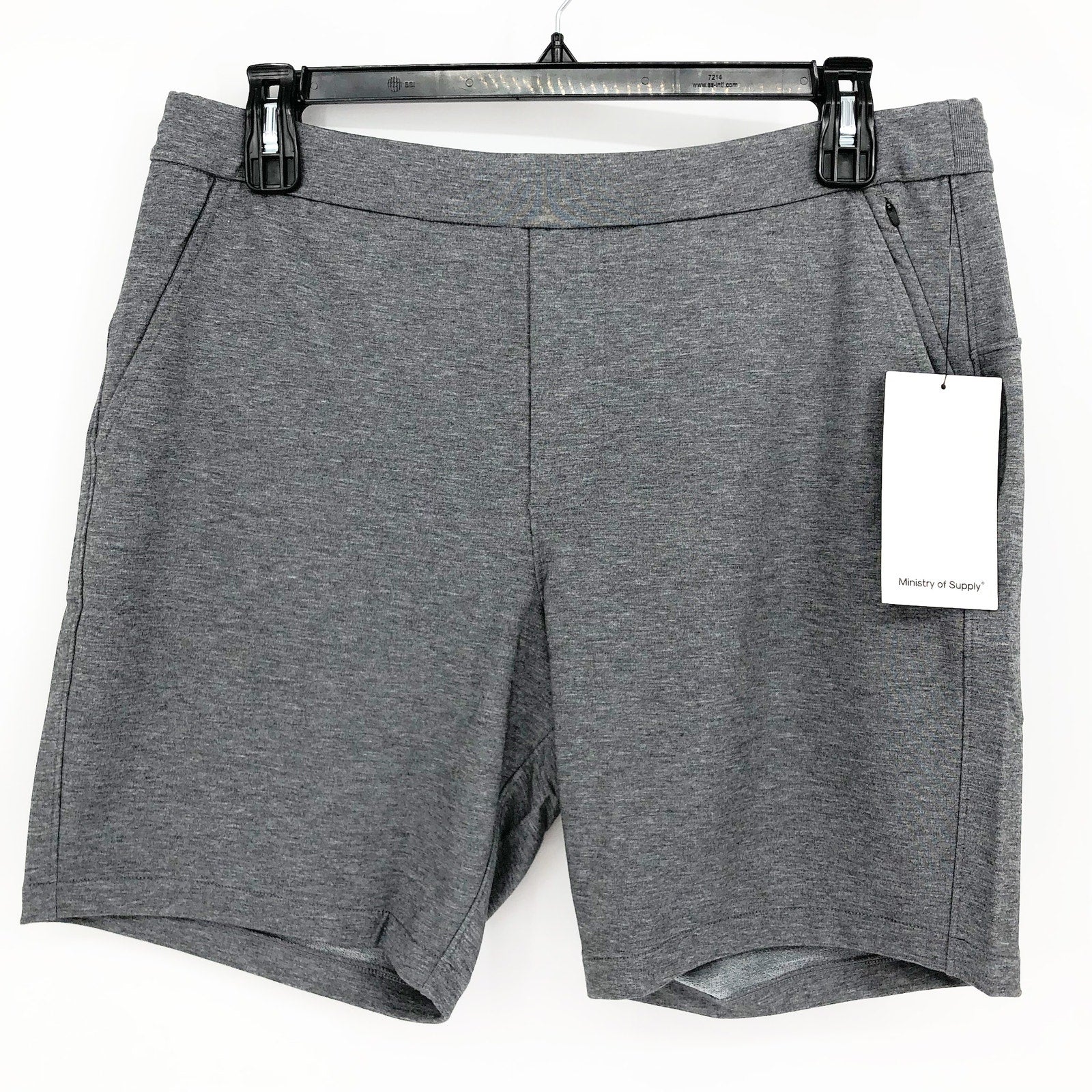 Ministry of Supply Mens Fusion Terry Shorts Large Grey Pull-On 8" NWT
