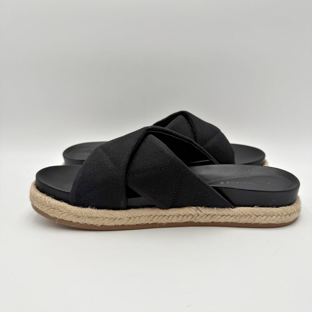 Aerosoles Womens Linney Slide Sandals Size 8.5 M Black Canvas NWOB