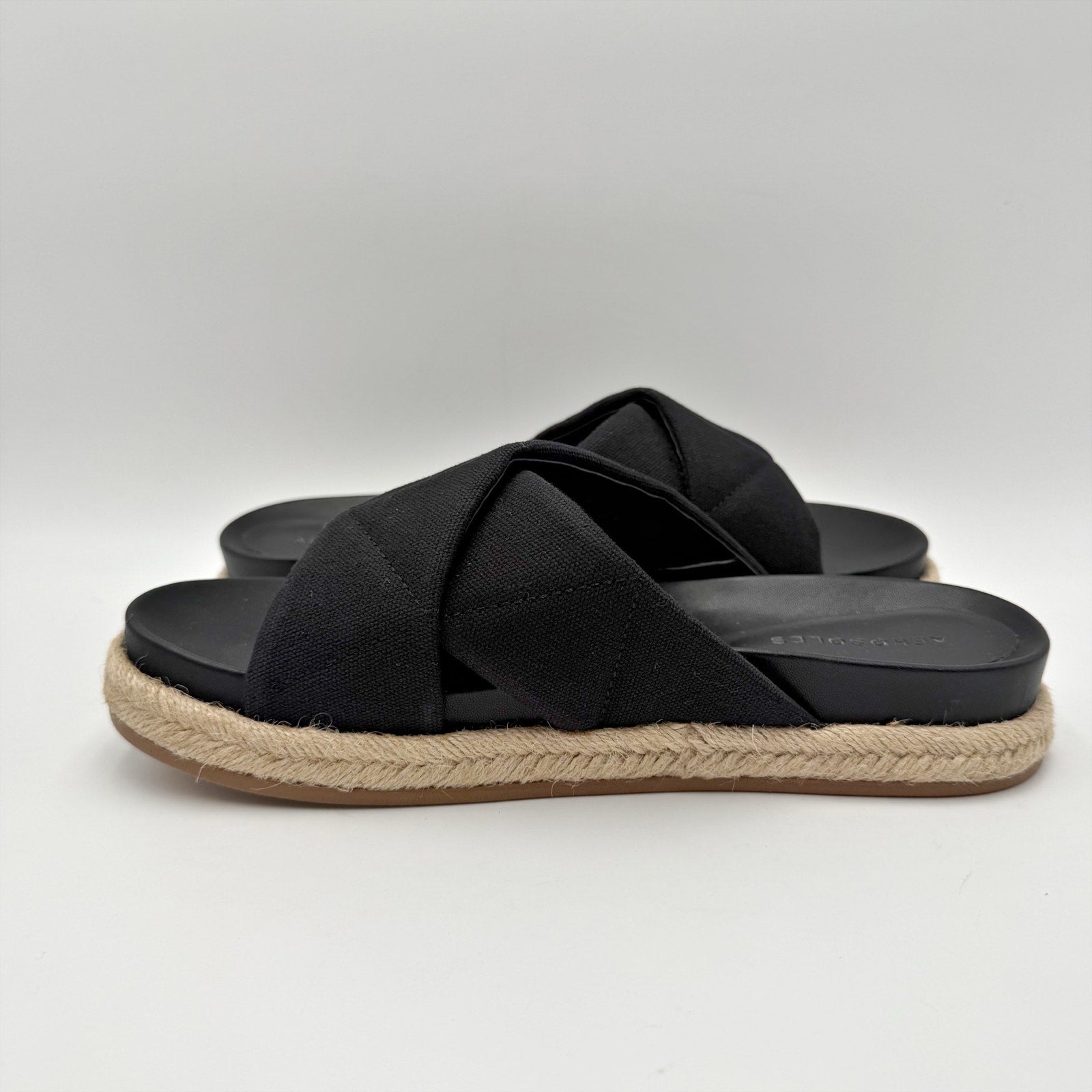 Aerosoles Womens Linney Slide Sandals Size 8.5 M Black Canvas NWOB