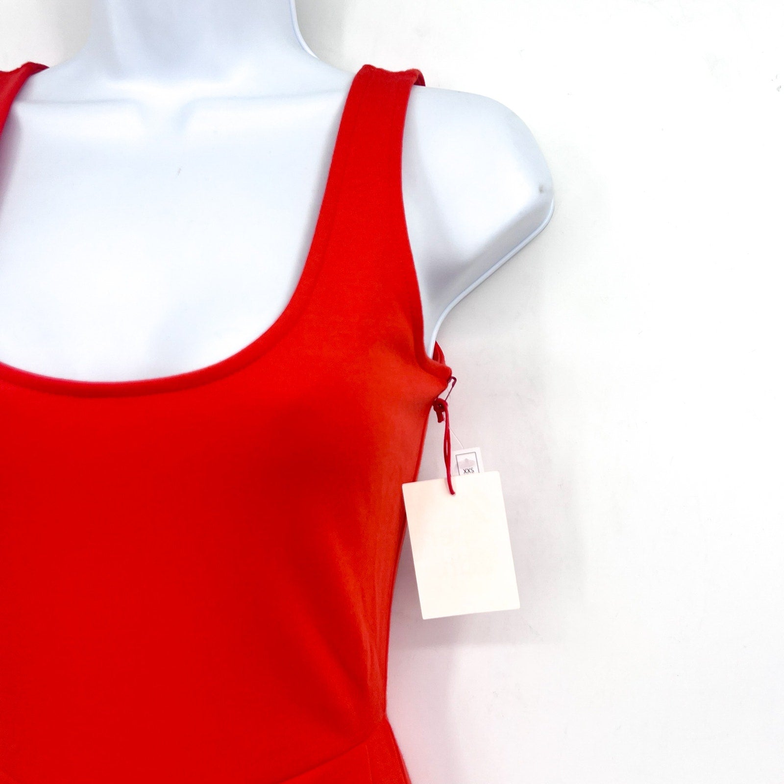 OPEN EDIT Women's Scoop Neck Midi Tank Dress XS Orange Sleeveless Bodycon NWT