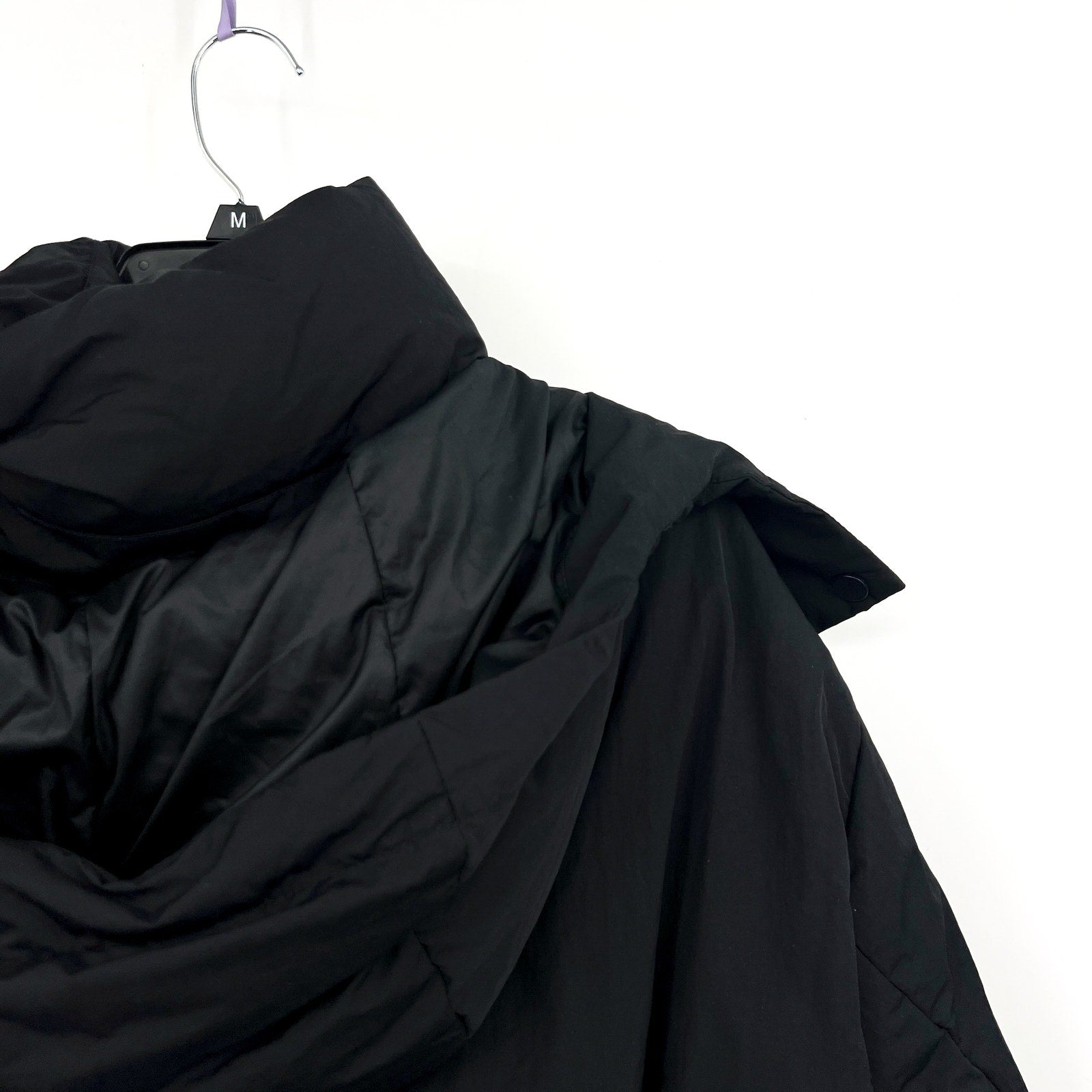 EVERLANE Women's Duvet Puffer Down Coat Medium Black Belted Hooded NWT