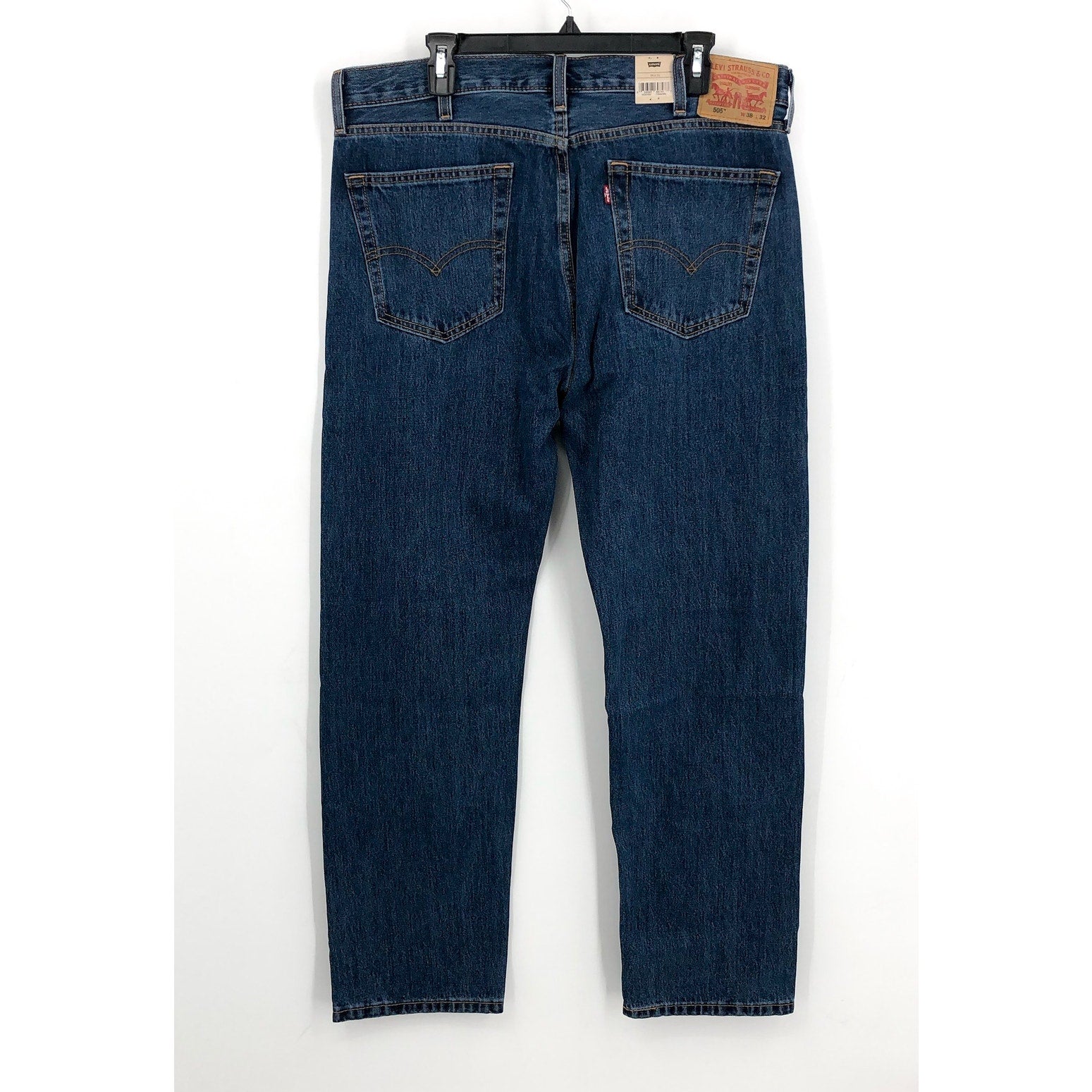 LEVI'S Mens 505 Regular Fit Jeans 38x32 Dark Stonewash Blue 00505-4886 NWT