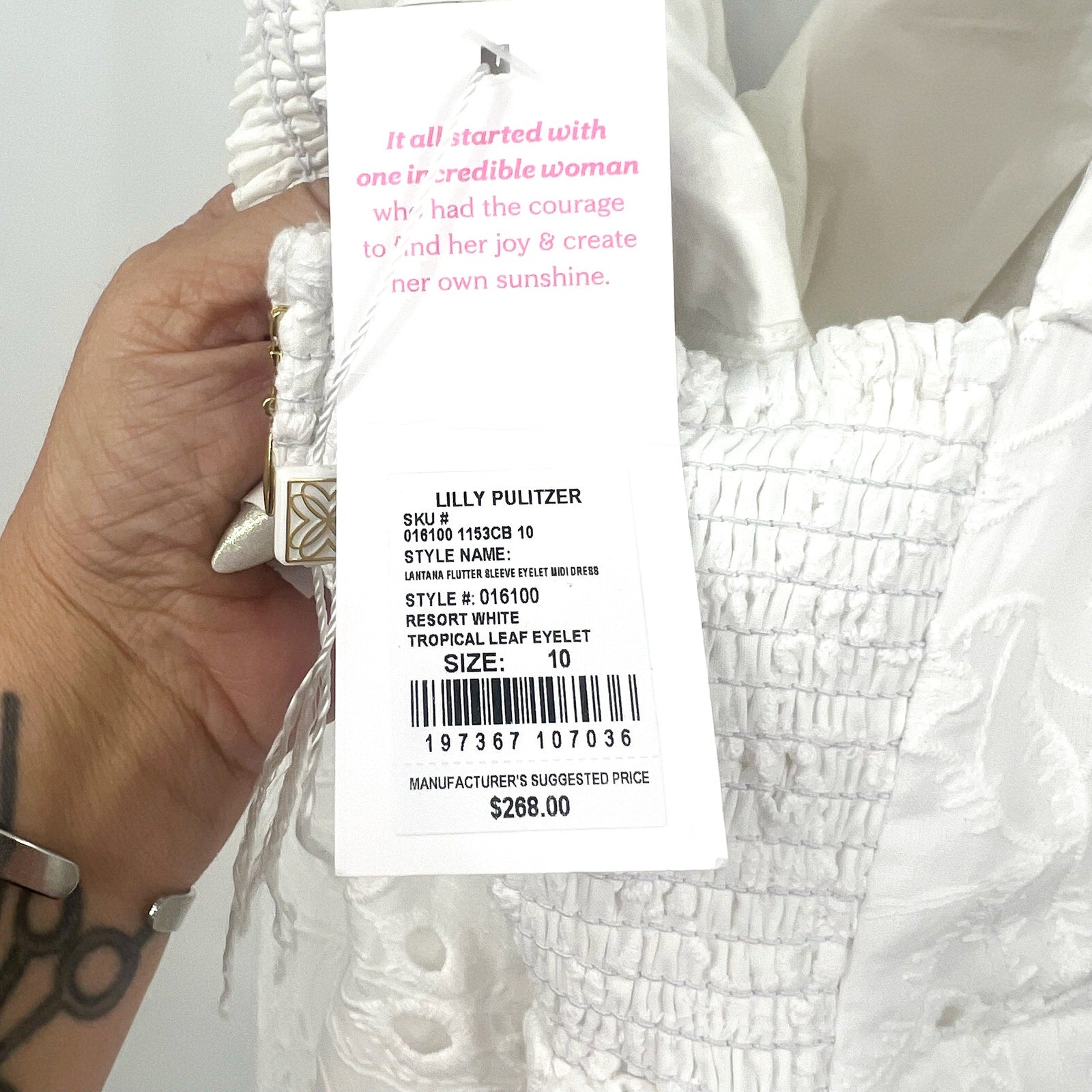 LILLY PULITZER Lantana Eyelet Midi Dress Size 10 Resort White Flutter Sleeve NWT