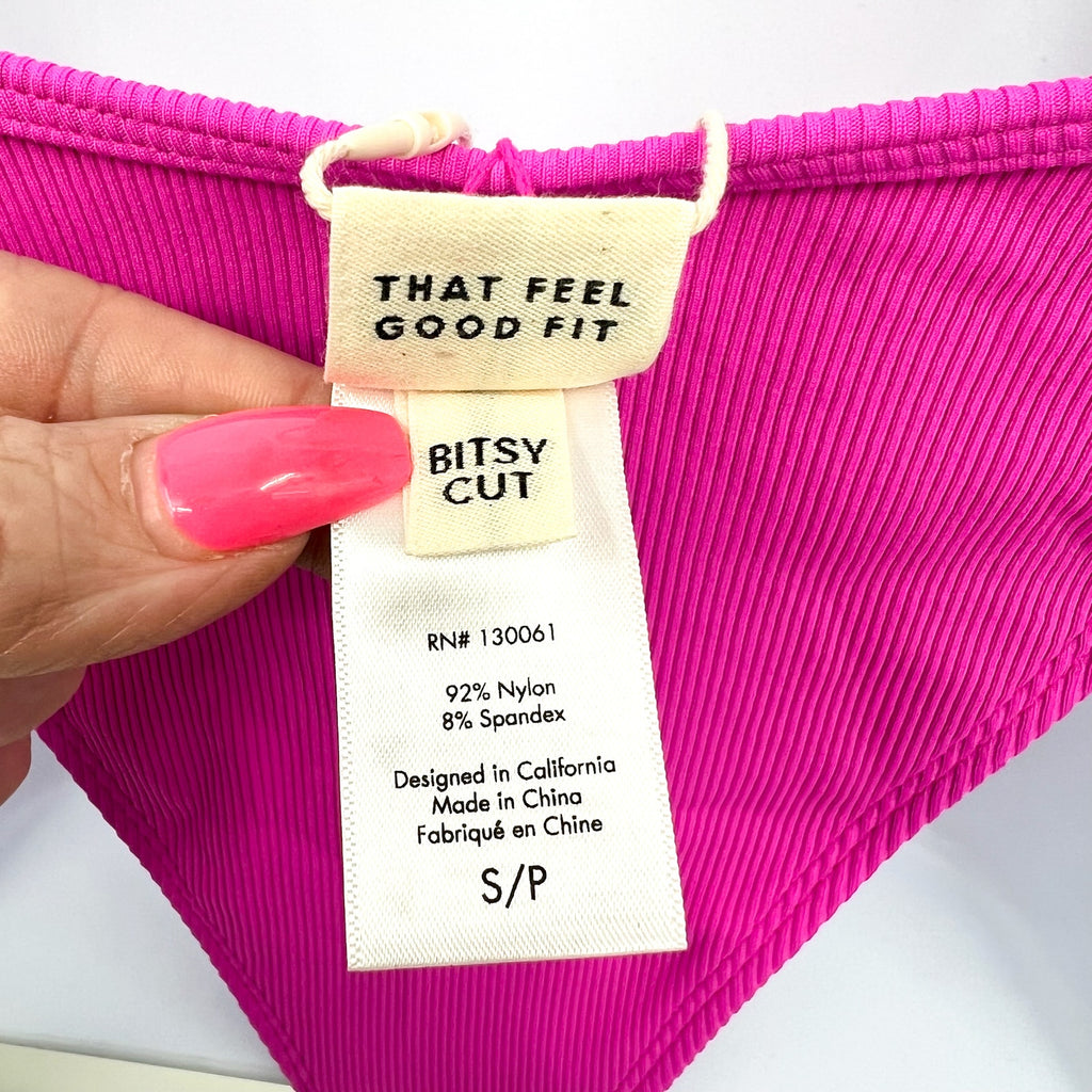 L*SPACE Women's Remi Bitsy Bikini Bottom Small Pink Bright Fuchsia Cheeky NWT