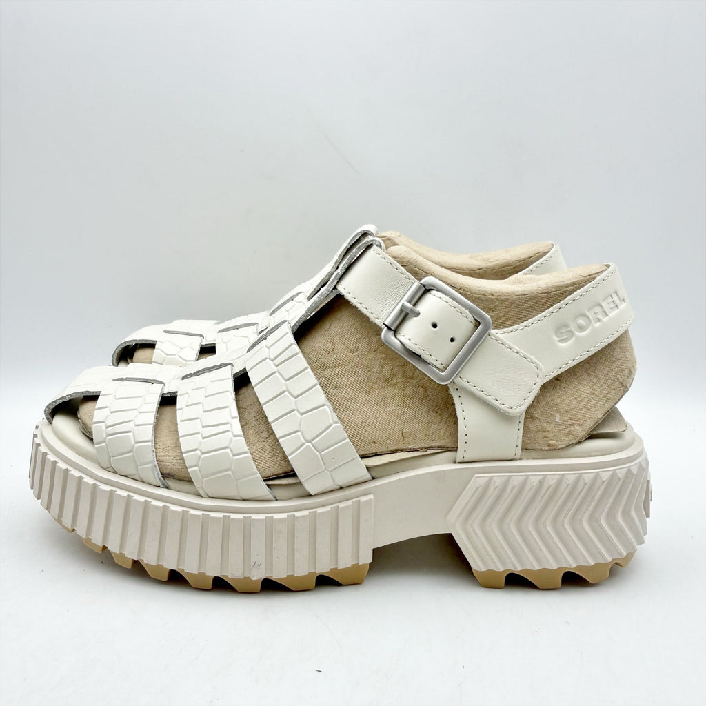 Sorel Womens Ona Streetworks Fisherman Sandals US 6 White Croc Leather NWOB