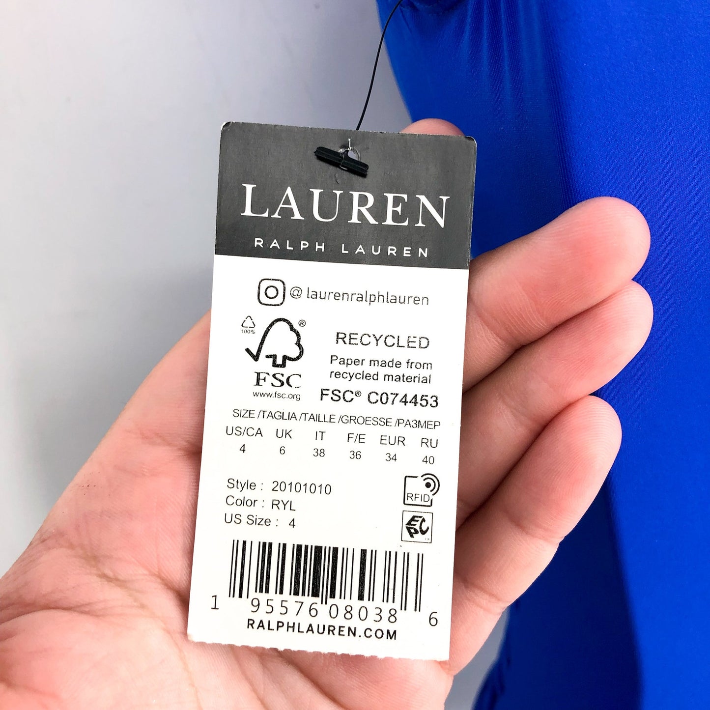 LAUREN RALPH LAUREN Beach Club Solids Ruffle One Piece Size 4 Royal Blue NWT