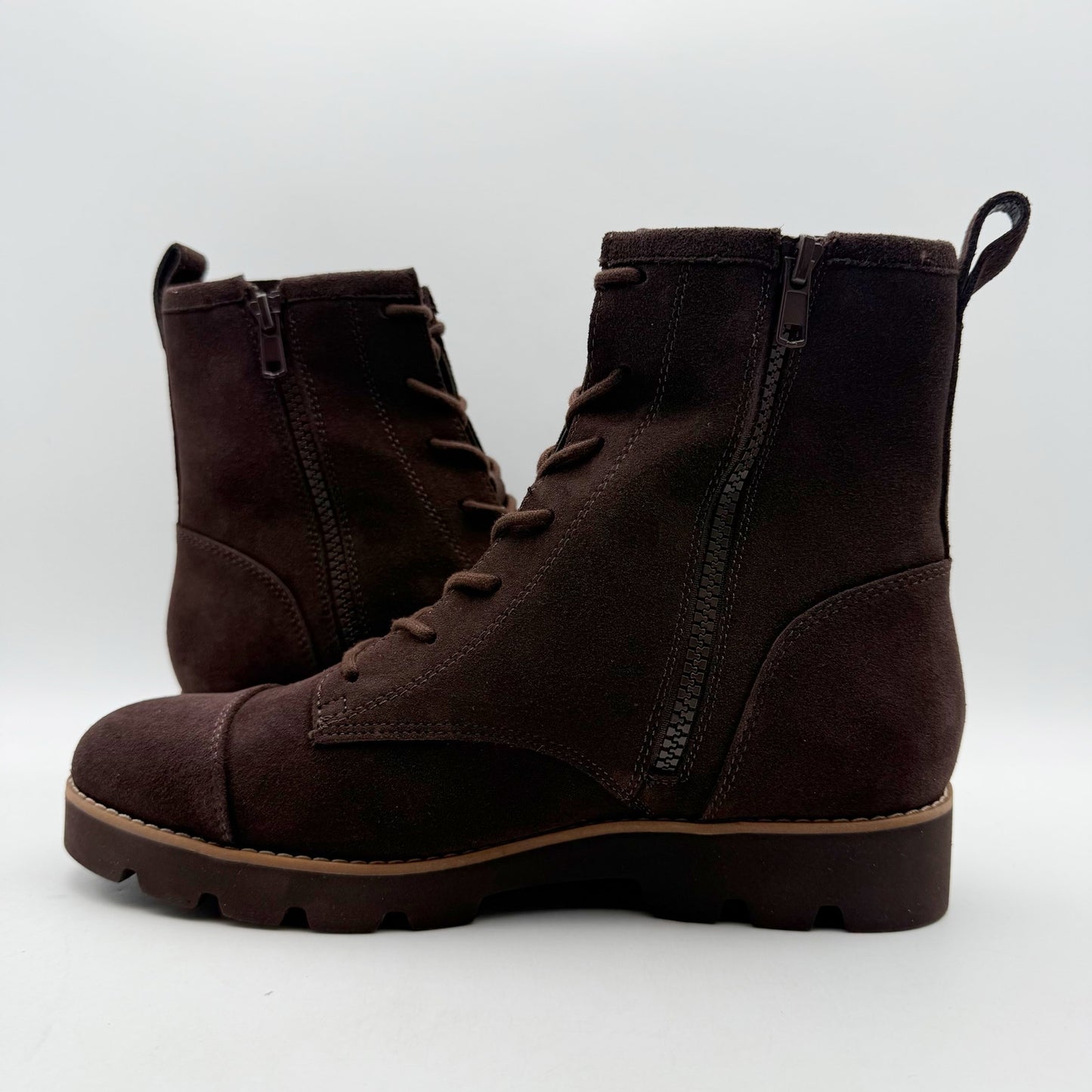 VIONIC Womens Lani ll Combat Boot US 8 Wide Brown Suede Water Repellent NWOB