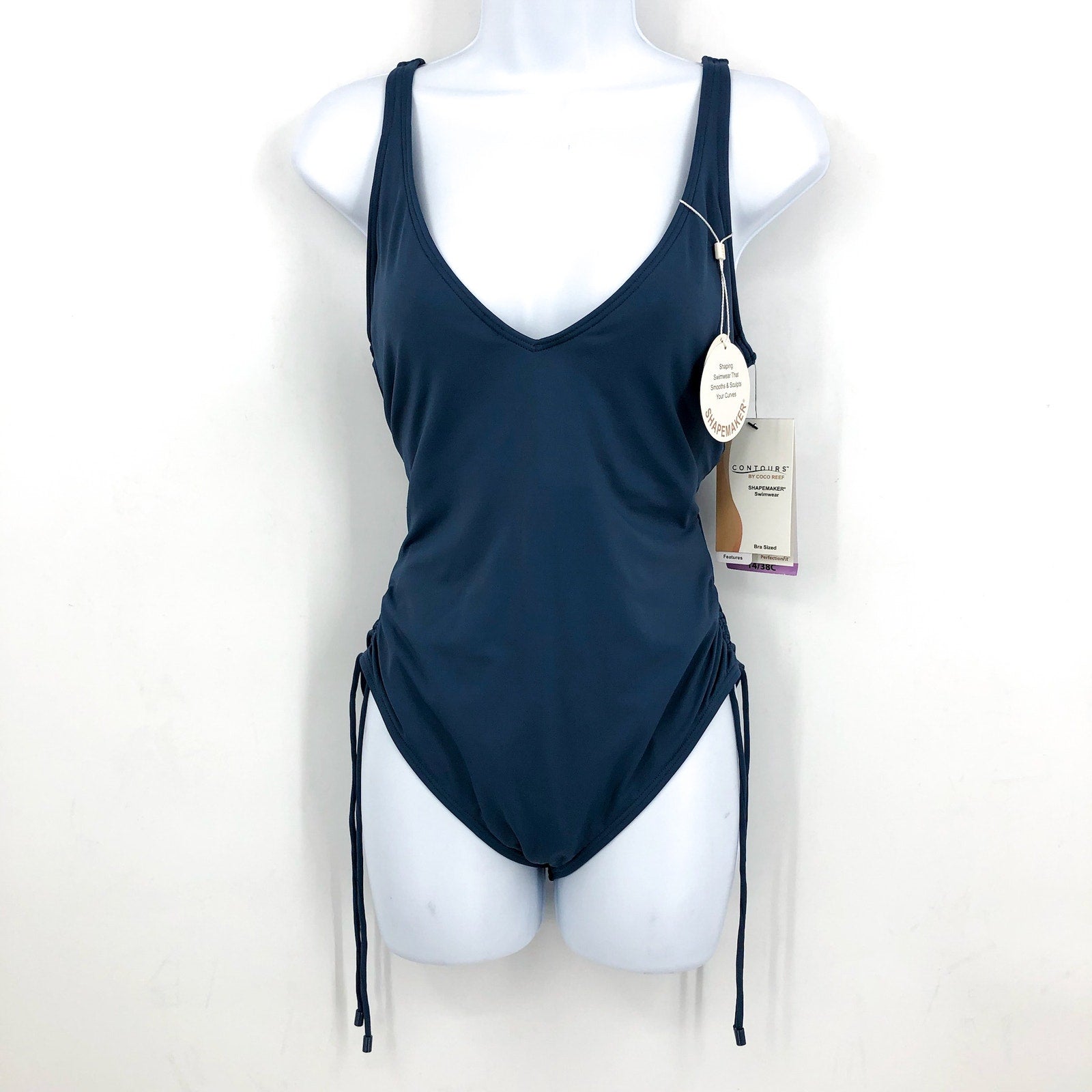 CONTOURS COCO REEF Keepsake Stellar One-Piece Swimsuit  US 14 38C Slate Ble NWT