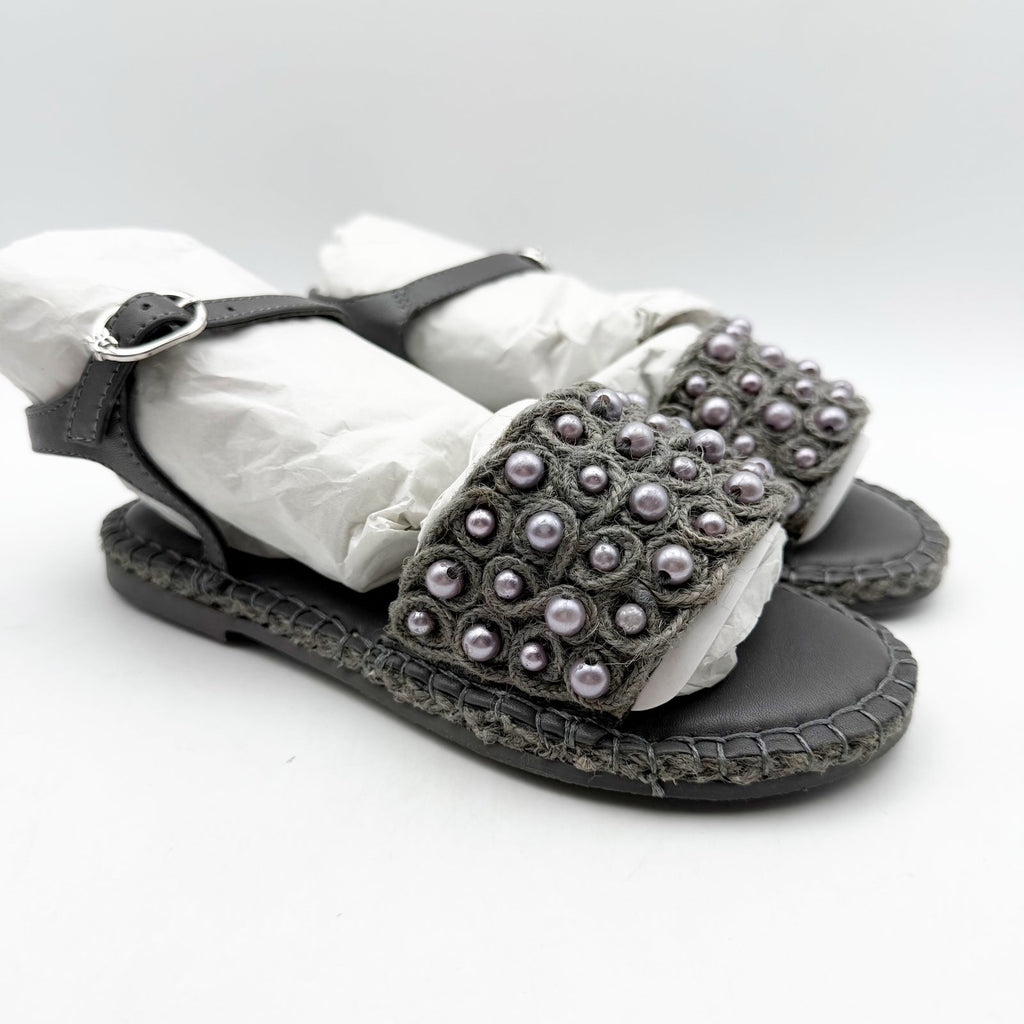 Sam Edelman Kids Holly Sandals Size 1 M EU 32 Mockingbird Grey Linen NIB