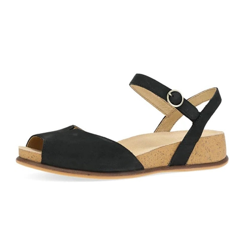 Dansko Womens Cass Flat Sandals EU 38 US 7.5-8 Black Suede NWOB