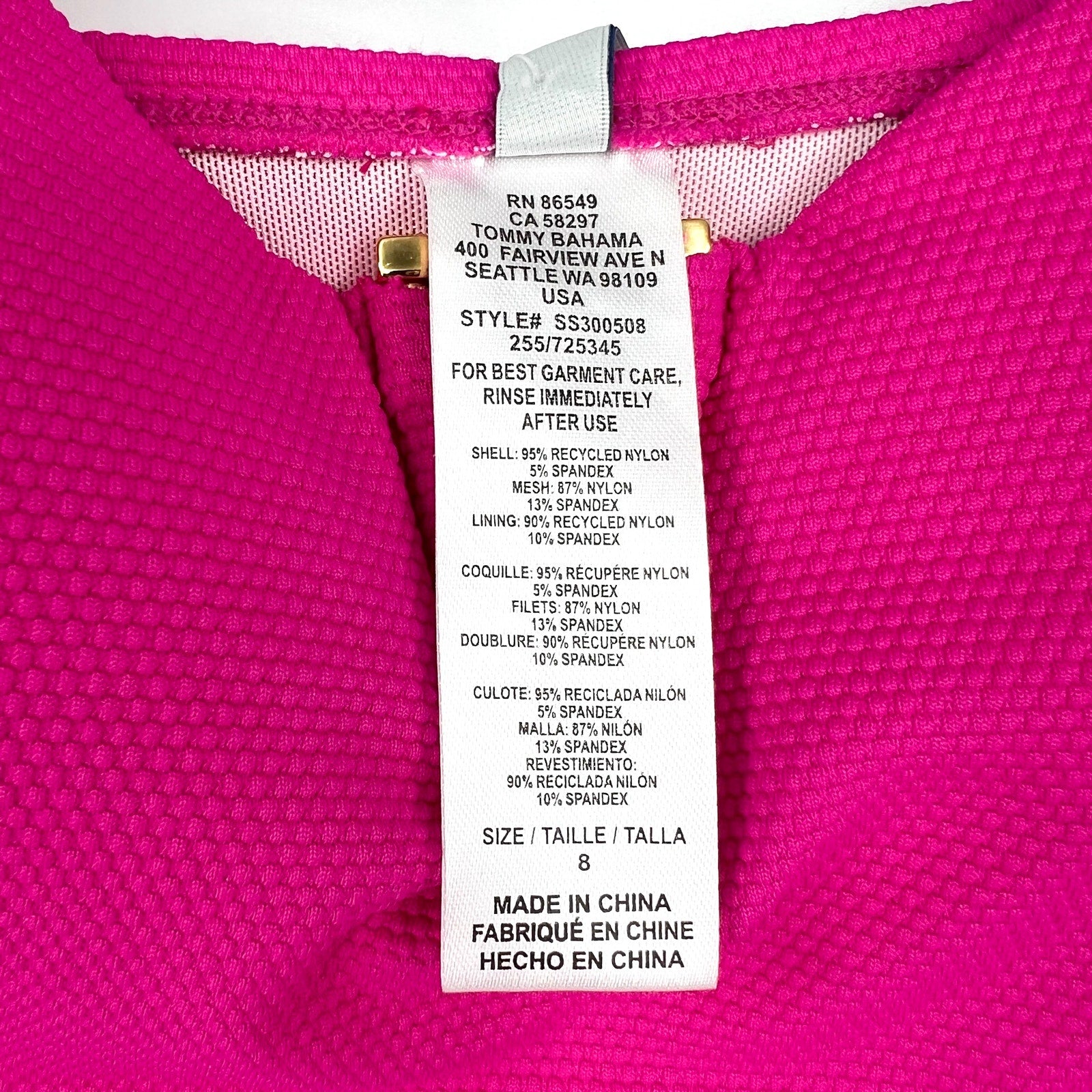 TOMMY BAHAMA Island Cays One-Piece Swimsuit Size 8 Pink Maui V-Front Bandeau NWT