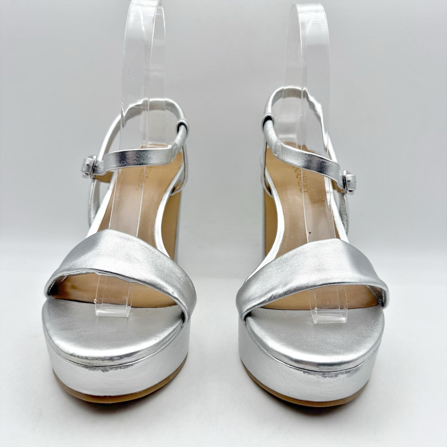 Bernardo Womens Ventura Platform Sandals US 8 M Silver Metallic Leather NWOB