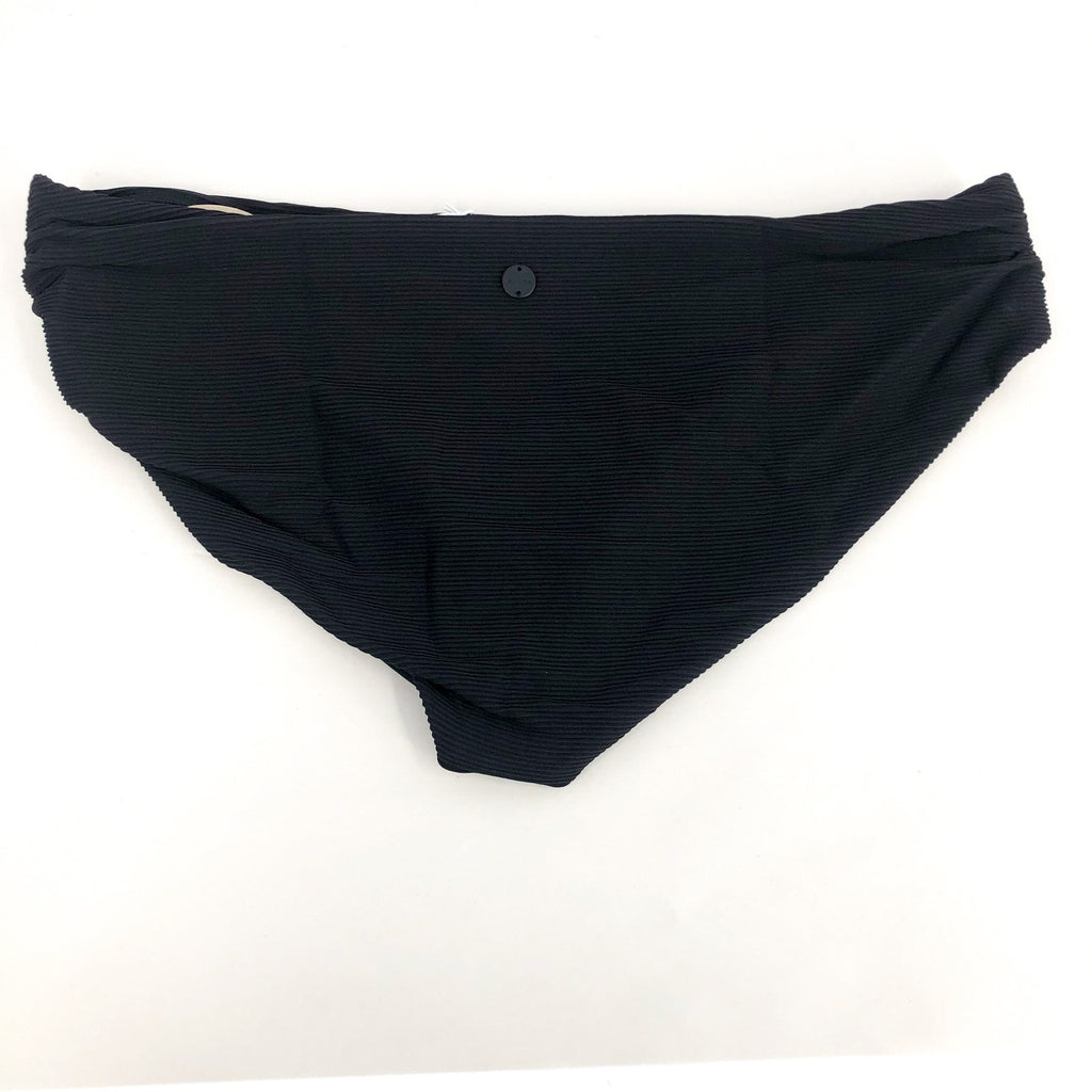 PRANA Women's Marta Bikini Bottom XL Black Ottoman Ribbed Fold Over Band NWT